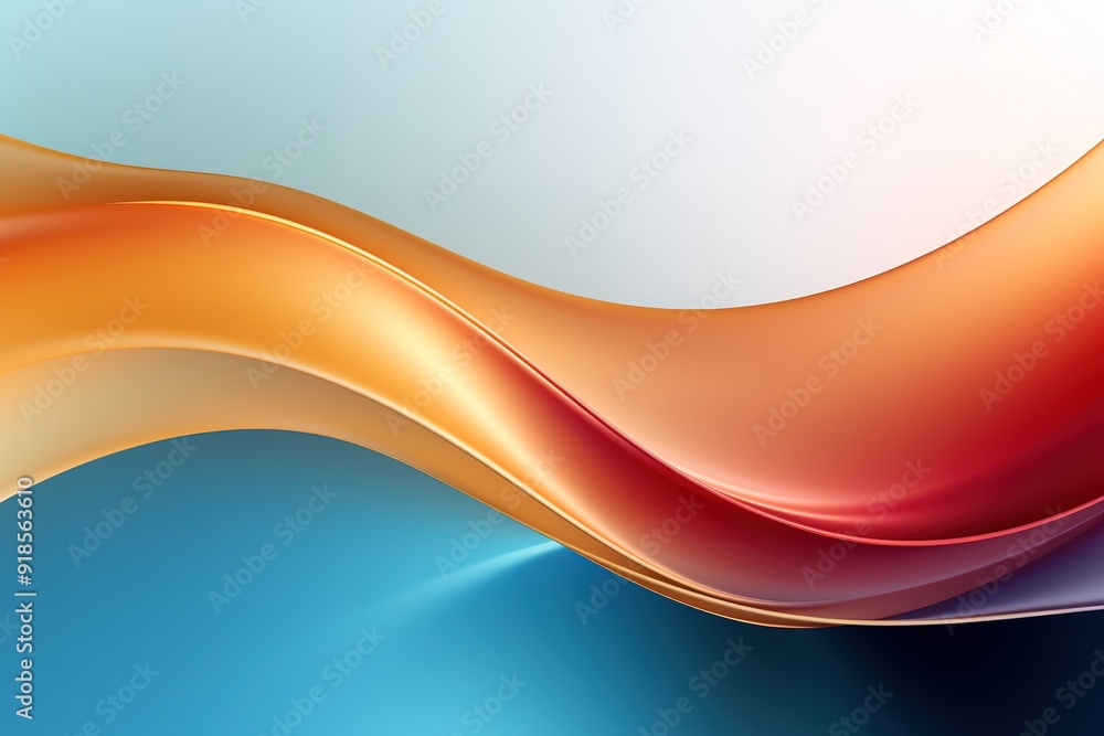 Fototapeta premium Abstract background with flowing orange, red, and blue waves.