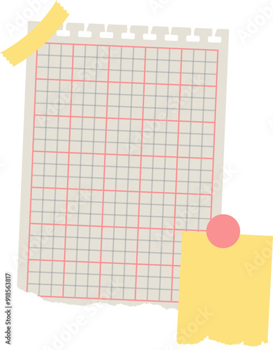 Torn note paper cut out