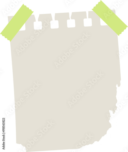 Torn note paper cut out with tape