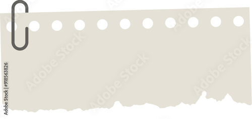 Torn sticky note cut out with paper clip