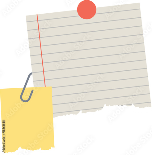 Torn note paper cut out