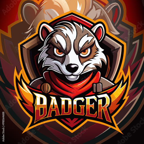 Badger mascot for sports and esports vector logo
