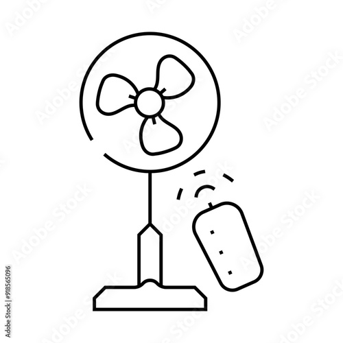 fan with remote control line icon vector. fan with remote control sign. isolated contour symbol black illustration