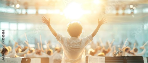 Music student receiving applause after solo performance, Music Performance, Musical Achievement photo