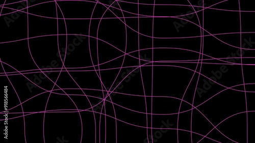 Abstract background with lines moving in slow wavy motion. Contrast pink and black colors. Digital motion design. Trendy Y2K vibes