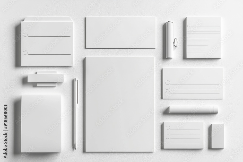 Realistic blank stationery set mockup isolated created with generative ai Realistic blank stationery set mockup isolated created with generative ai
