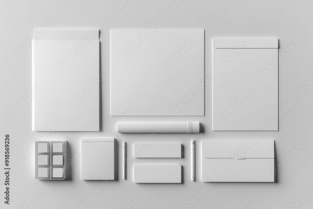 Realistic blank stationery set mockup isolated created with generative ai Realistic blank stationery set mockup isolated created with generative ai