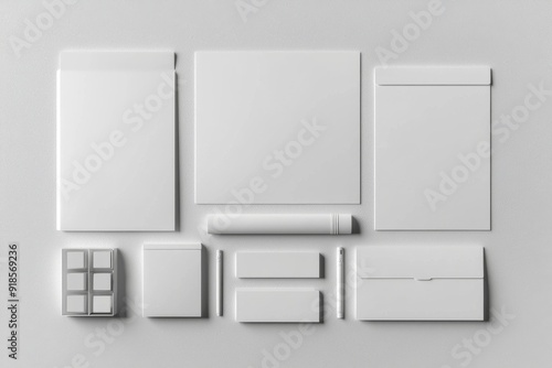 Realistic blank stationery set mockup isolated created with generative ai