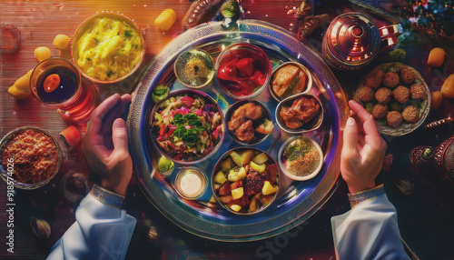 Ramadan Iftar Table.Traditional Foods, Feast Celebrations photo