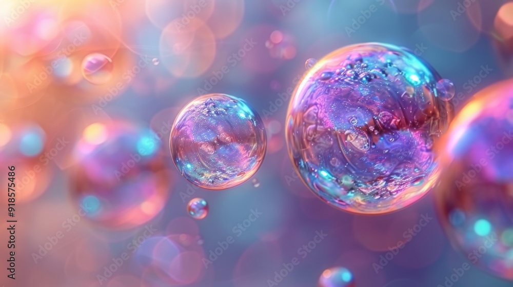 Colorful bubbles in soft focus - generative ai Colorful bubbles in soft focus - generative ai