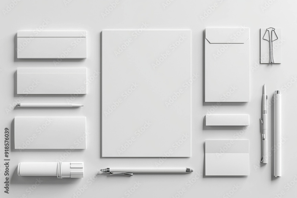 Realistic blank stationery set mockup isolated created with generative ai Realistic blank stationery set mockup isolated created with generative ai
