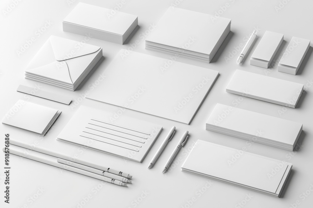 Realistic blank stationery set mockup isolated created with generative ai Realistic blank stationery set mockup isolated created with generative ai