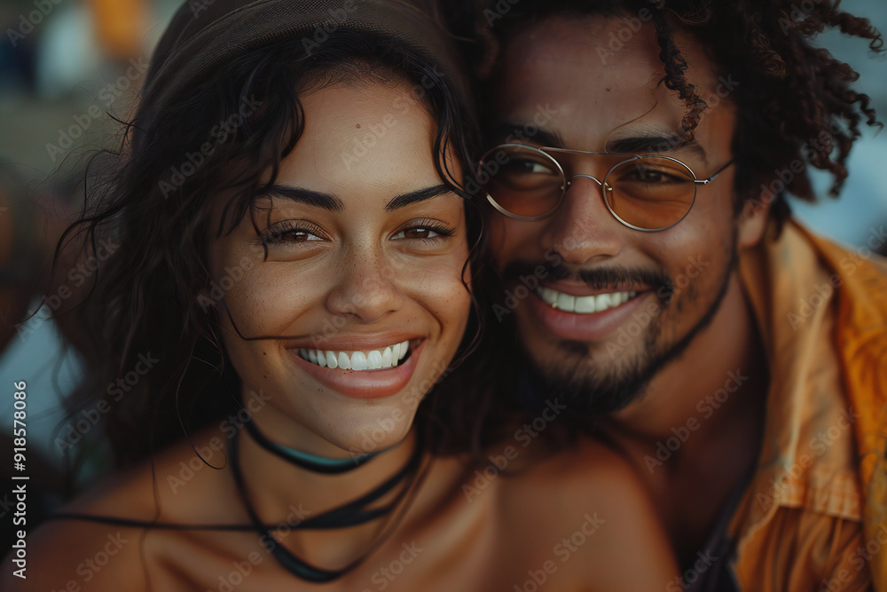 Multiracial Couple Camping in Nature Multiracial Couple Camping in Nature
