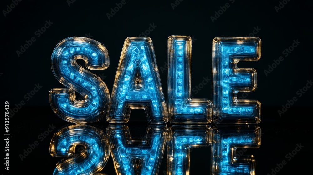 The word SALE in large blue letters on a black background. A banner for Black Friday or big discounts in the store. 3d illustration for stocks. The word SALE in large blue letters on a black background. A banner for Black Friday or big discounts in the store. 3d illustration for stocks.