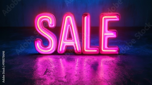 The word SALE in large pink letters on a black background. A banner for Black Friday or big discounts in the store. 3d illustration for stocks.