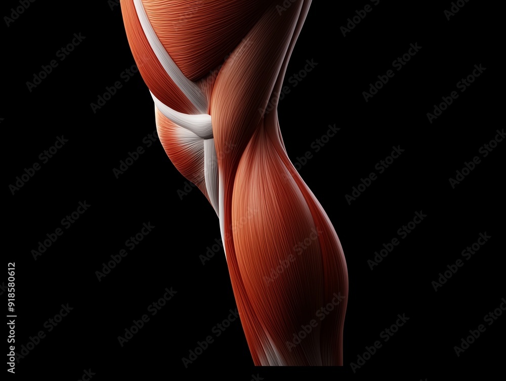 Detailed view of the hamstring muscles with sciatic nerve connections ...