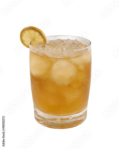 whiskey ginger cocktail isolated on white or transparent background 