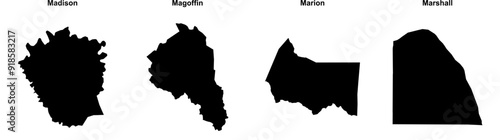 Madison, Magoffin, Marion, Marshall outline maps