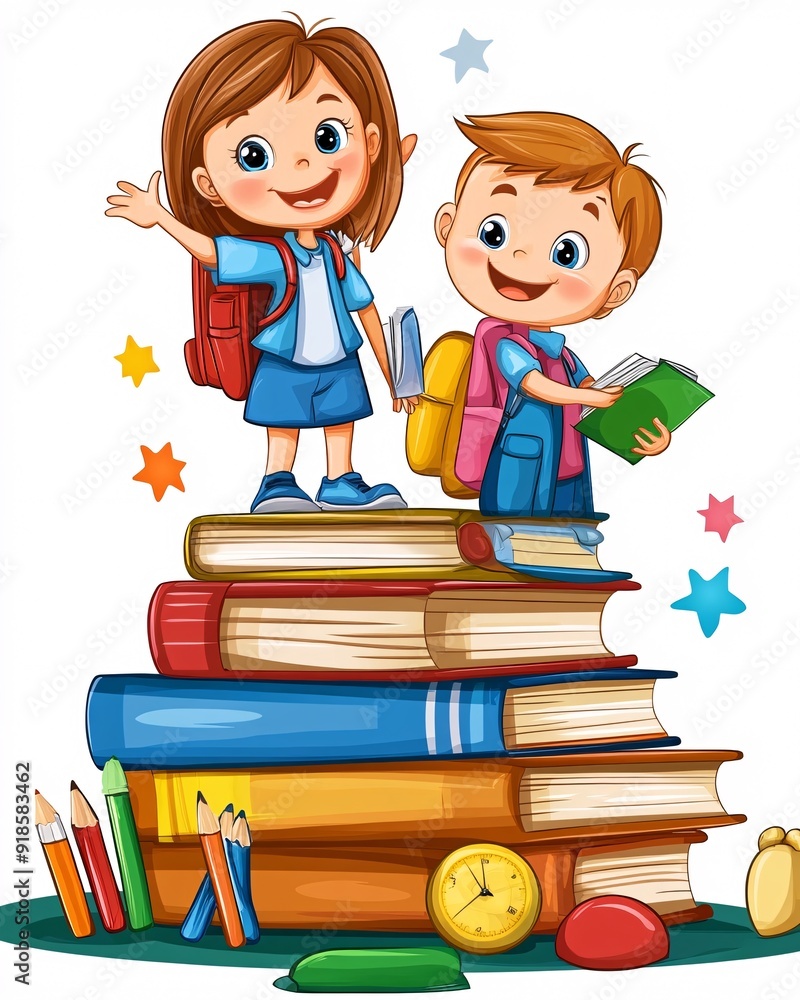 illustration of little students back to school illustration of little students back to school
