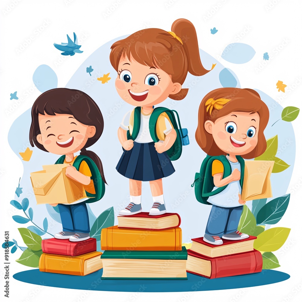 illustration of little students back to school illustration of little students back to school