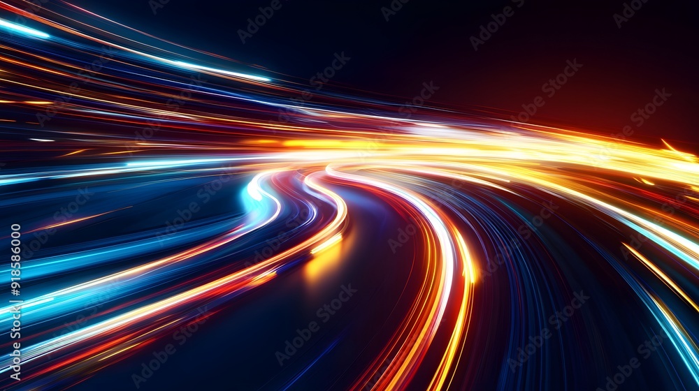 Modern abstract high-speed light effect. Abstract background with curved beams of light. Technology futuristic dynamic motion. Movement pattern for banner or poster design background concept.
Modern abstract high-speed light effect. Abstract background with curved beams of light. Technology futuristic dynamic motion. Movement pattern for banner or poster design background concept.