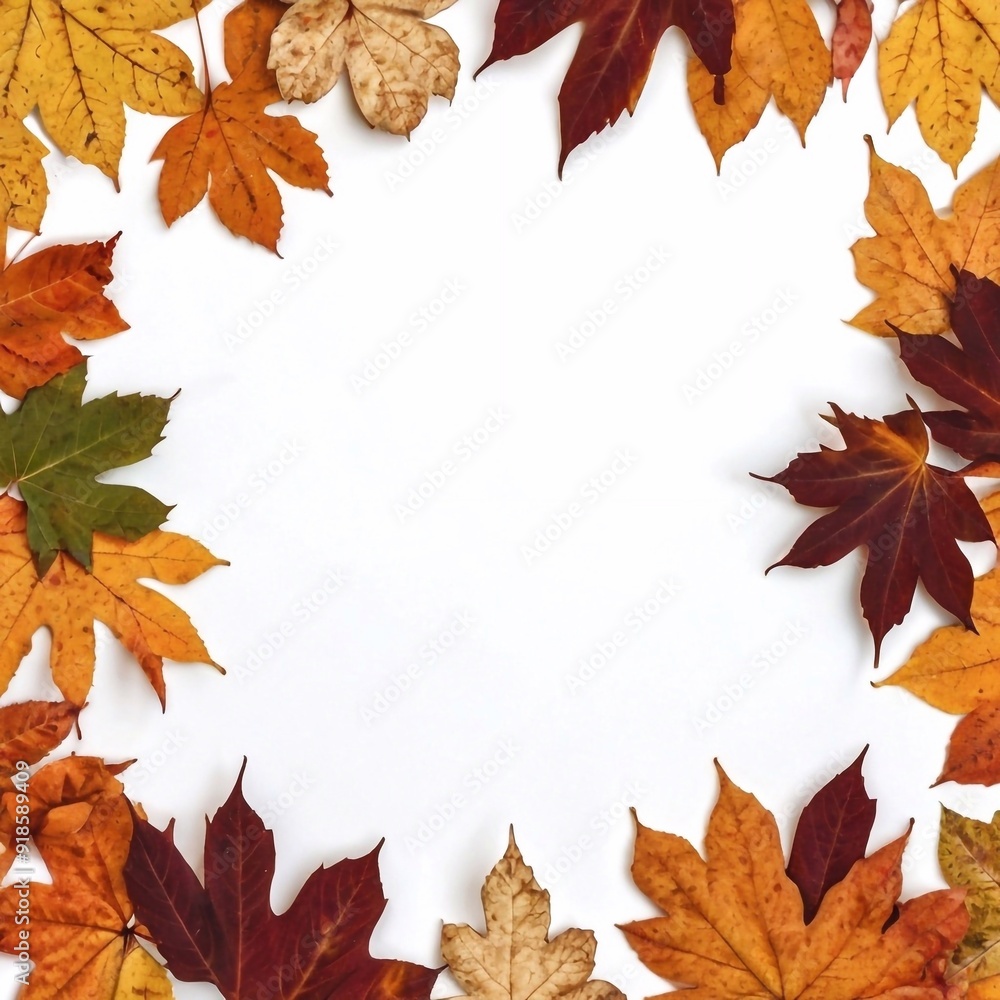 Colorful background of autumn maple tree leaves background with white empty space for text. Multicolor maple leaves autumn background. Colorful background of autumn maple tree leaves background with white empty space for text. Multicolor maple leaves autumn background.