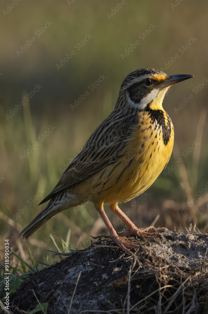 Vibrant Eastern Meadowlark Perched on a Log Vibrant Eastern Meadowlark Perched on a Log