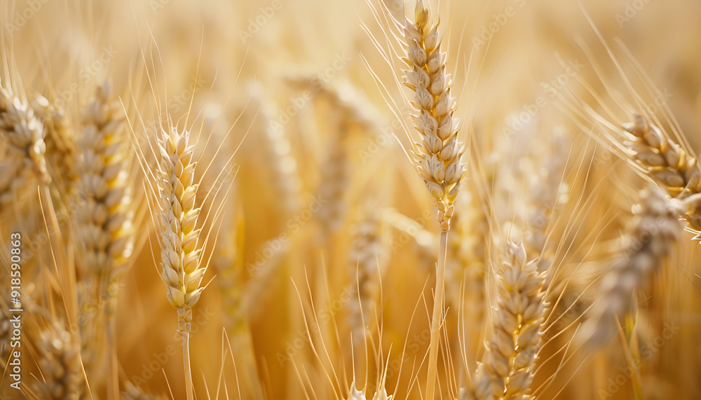 Close up of wheat ears, field of wheat in a summer day. Harvesting period Close up of wheat ears, field of wheat in a summer day. Harvesting period