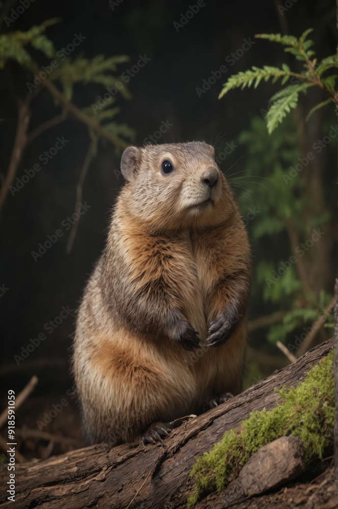 Cute Woodchuck in Forest Setting Cute Woodchuck in Forest Setting