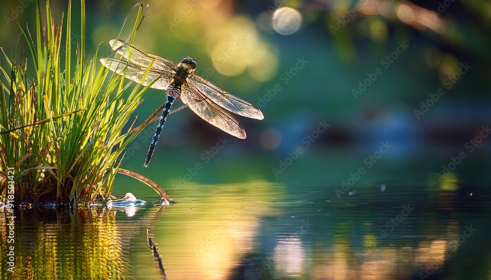 Naklejka premium dragonfly on the water