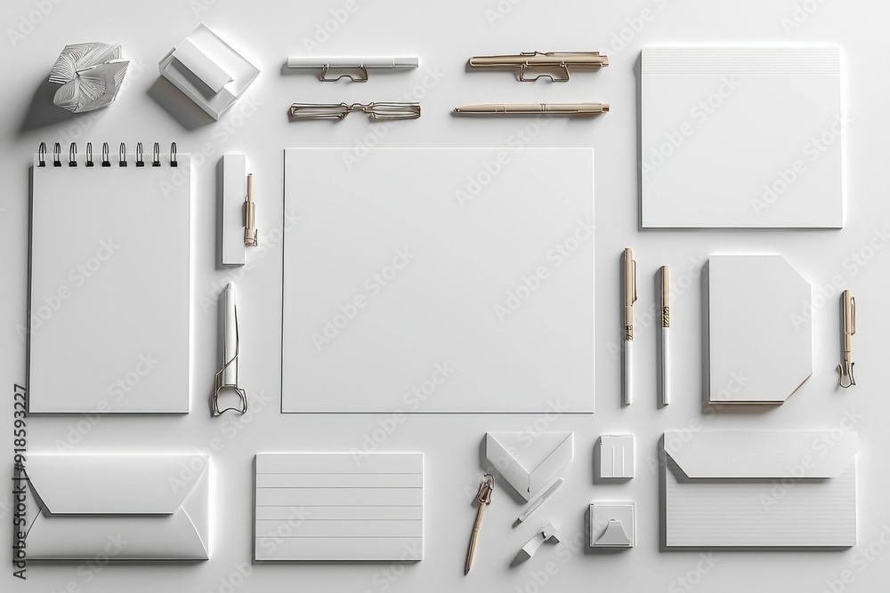 Realistic blank stationery set mockup isolated created with generative ai Realistic blank stationery set mockup isolated created with generative ai