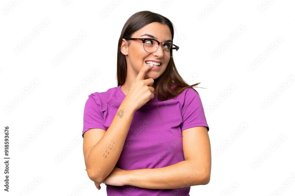 Young caucasian woman isolated on green chroma background nervous and scared Young caucasian woman isolated on green chroma background nervous and scared