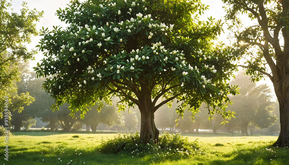 Fototapeta premium Magnifique arbre en fleurs dans un parc ensoleillé
