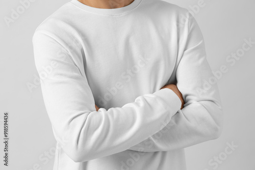 Men's Stylish Premium White Full Sleeve Shirt Front Side View.Blank Image.Blank Shirt.Shirt Mockup photo