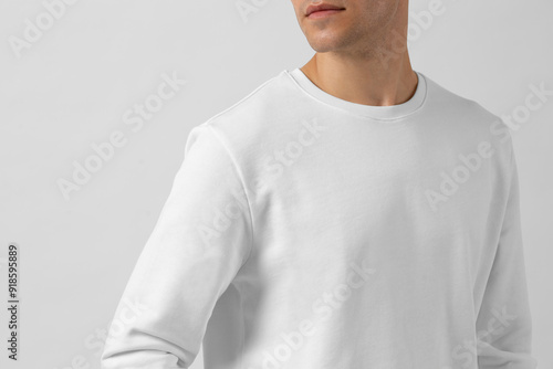 Men's Stylish Premium White Full Sleeve Shirt Side View.Blank Image.Blank Shirt.Shirt Mockup photo