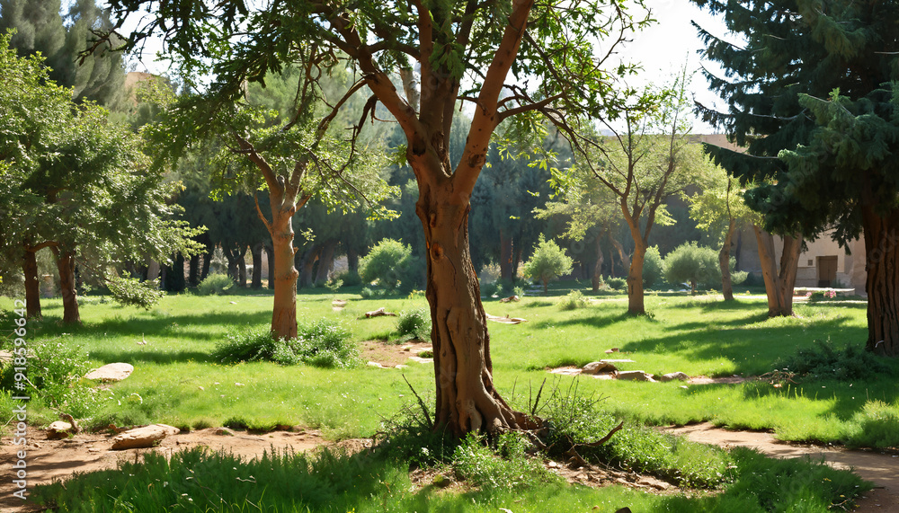 Fototapeta premium Jardin verdoyant ensoleillé