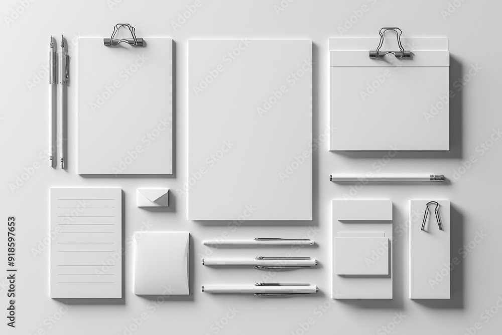 Realistic blank stationery set mockup isolated created with generative ai Realistic blank stationery set mockup isolated created with generative ai