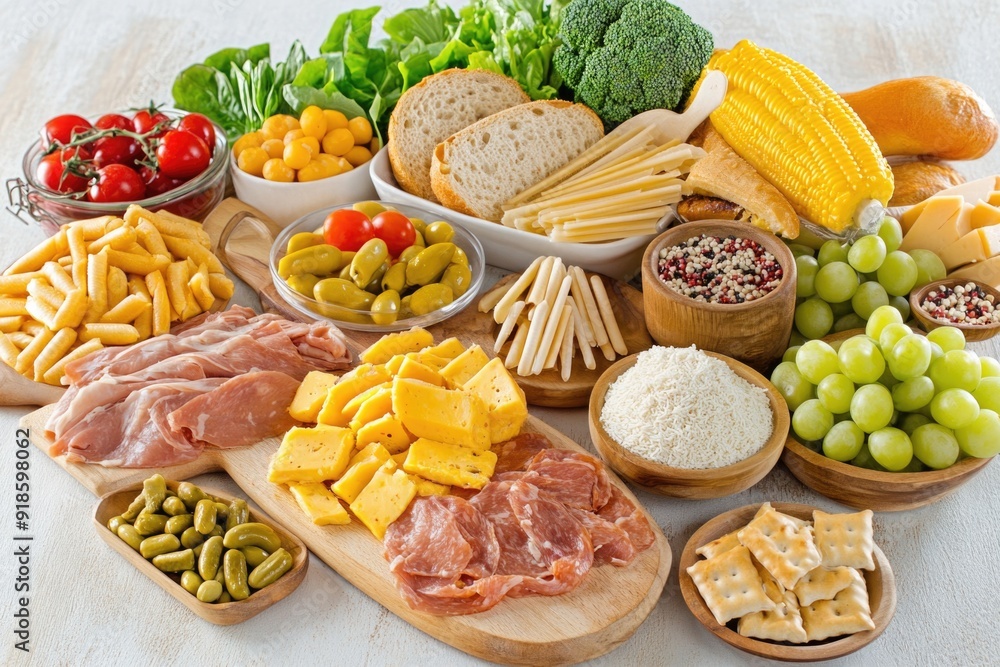 Fresh Mediterranean Delight: Cheese, Cold Cuts, and Fresh Produce Spread Fresh Mediterranean Delight: Cheese, Cold Cuts, and Fresh Produce Spread
