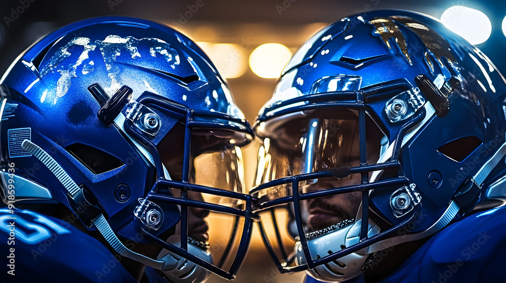 Fototapeta premium players blue football helmet