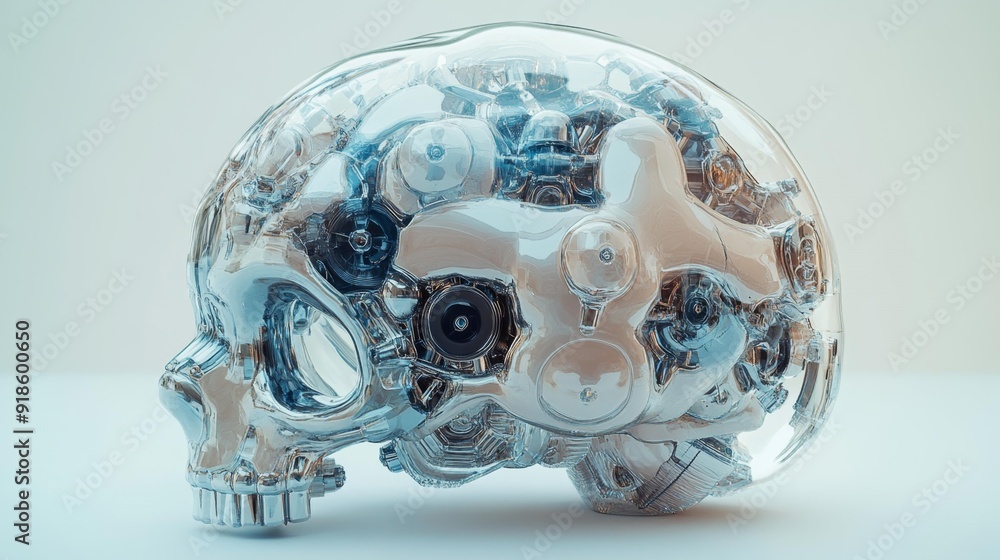 Transparent robotic skull - generative ai Transparent robotic skull - generative ai