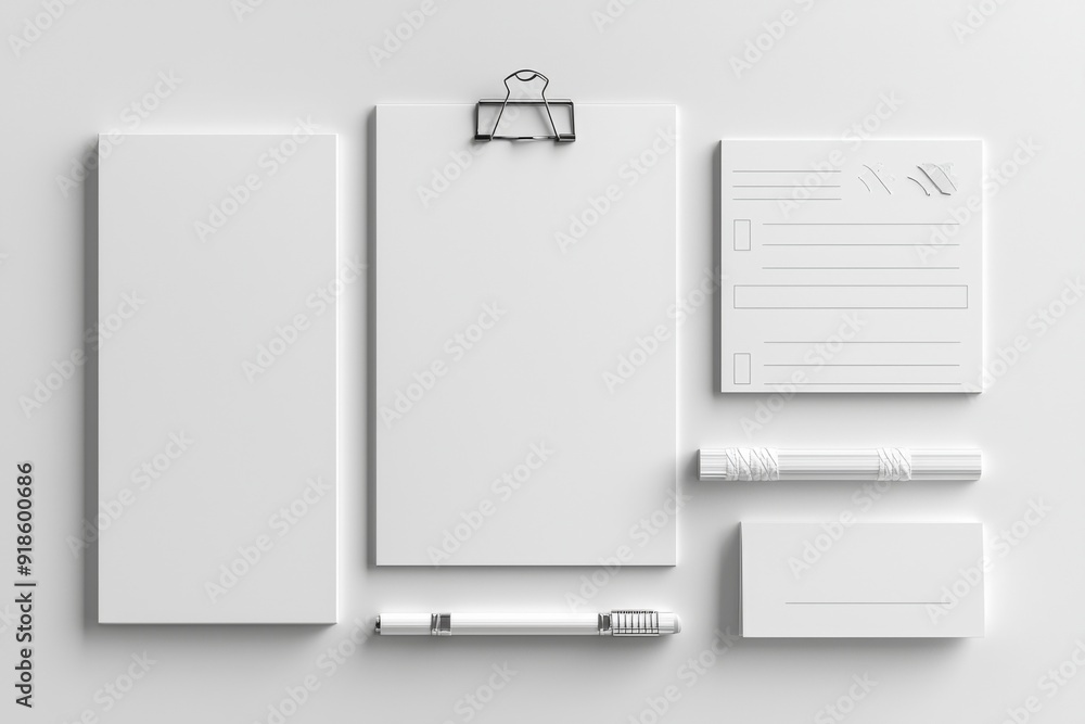 Realistic blank stationery set mockup isolated created with generative ai Realistic blank stationery set mockup isolated created with generative ai