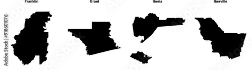 Franklin, Grant, Iberia, Iberville outline maps photo