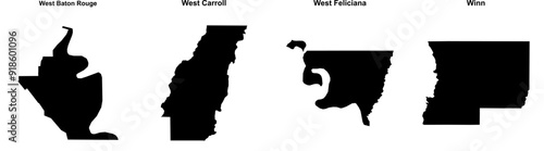 West Baton Rouge, West Carroll, West Feliciana, Winn outline maps