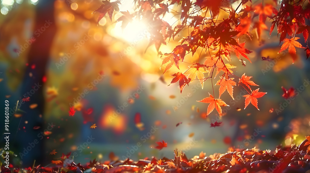 Maple tree leaves in sunlight during autumn Maple tree leaves in sunlight during autumn