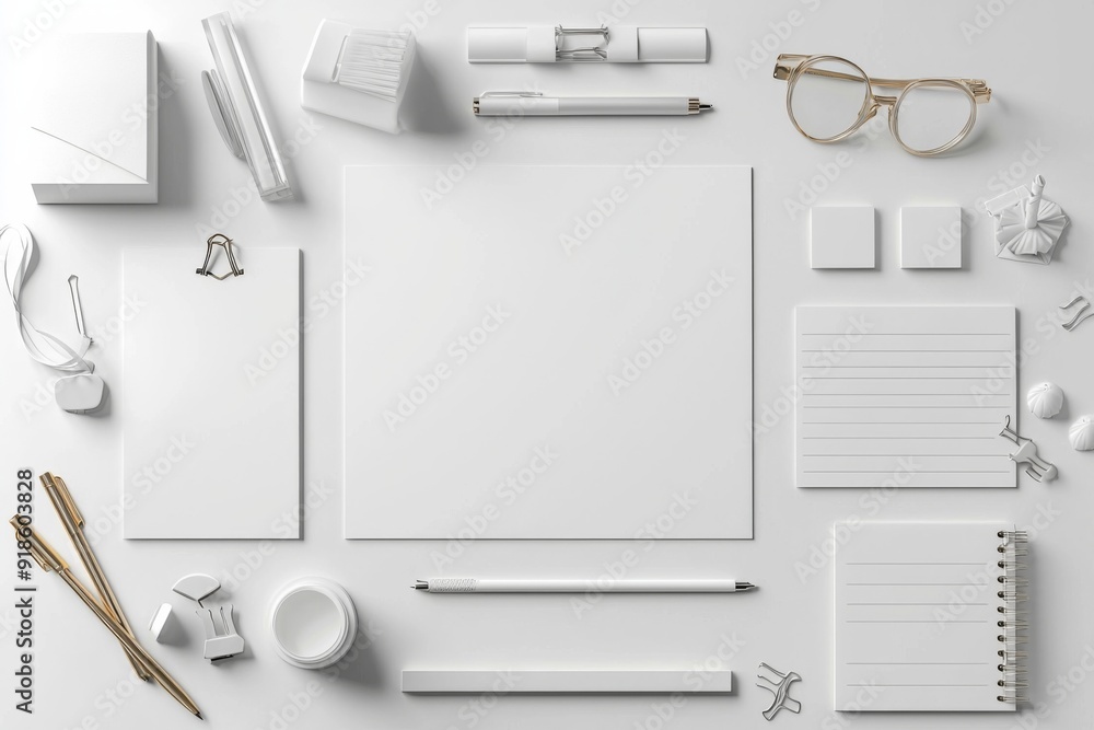 Realistic blank stationery set mockup isolated created with generative ai Realistic blank stationery set mockup isolated created with generative ai