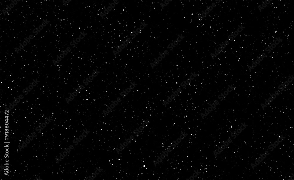 Fototapeta premium Snow, stars, twinkling lights, rain drops on black background. Abstract vector noise. Small particles of debris and dust. Distressed uneven grunge texture overlay. 
