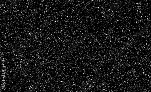 Snow, stars, twinkling lights, rain drops on black background. Abstract vector noise. Small particles of debris and dust. Distressed uneven grunge texture overlay.
