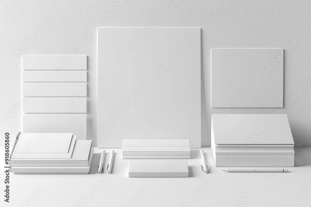 Realistic blank stationery set mockup isolated created with generative ai Realistic blank stationery set mockup isolated created with generative ai