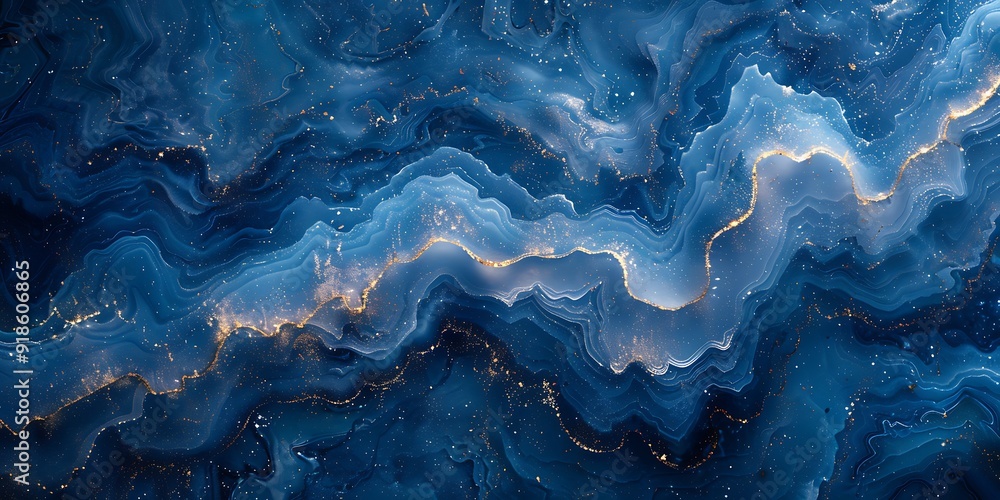 Abstract blue background with fluid gold glitter accents Abstract blue background with fluid gold glitter accents