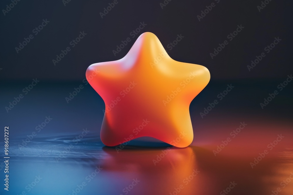 star shaped candle sitting on table, 3D icon of star represents excellence star shaped candle sitting on table, 3D icon of star represents excellence